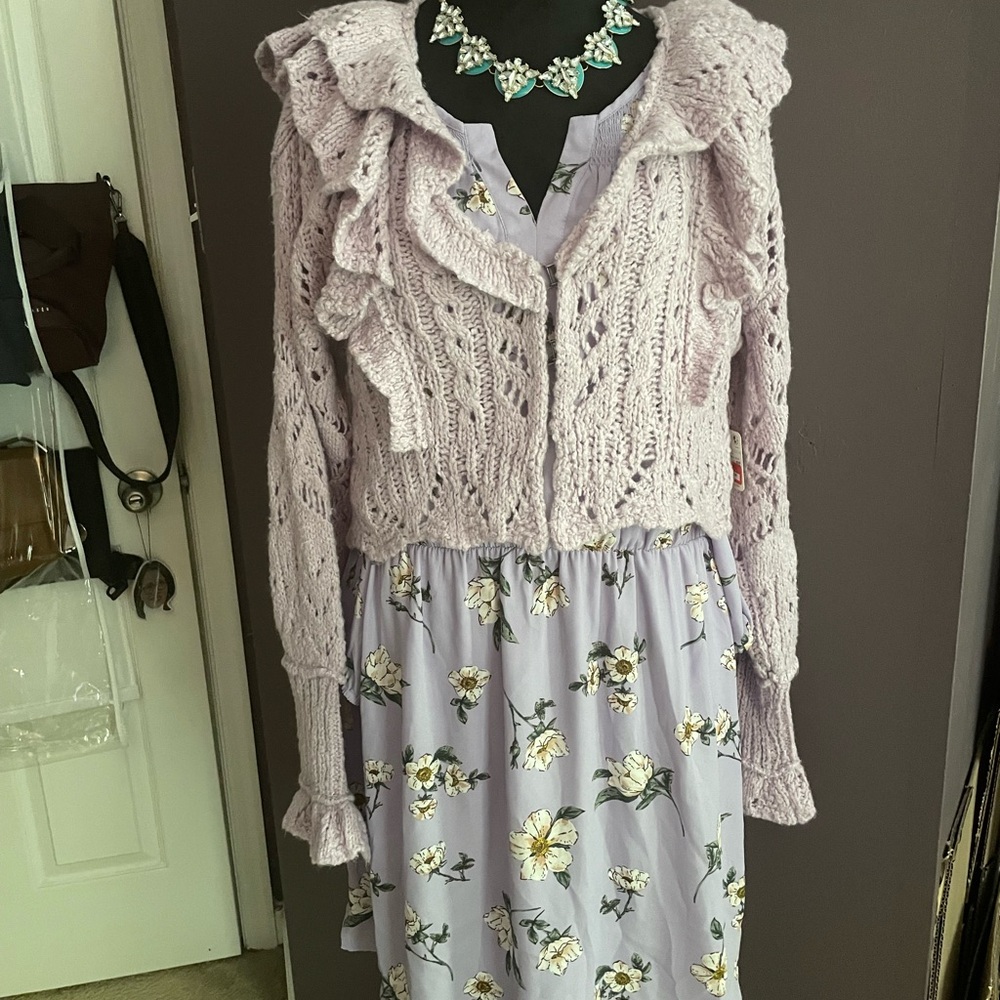 NWT Free People Purple Knit Cardigan